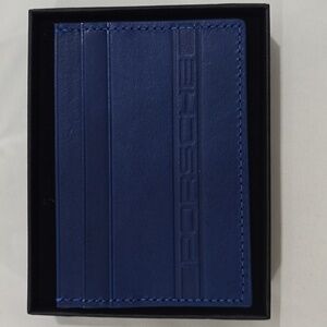 New never Used: Porsche Genetian Blue Genuine Leather Card Holder Wallet